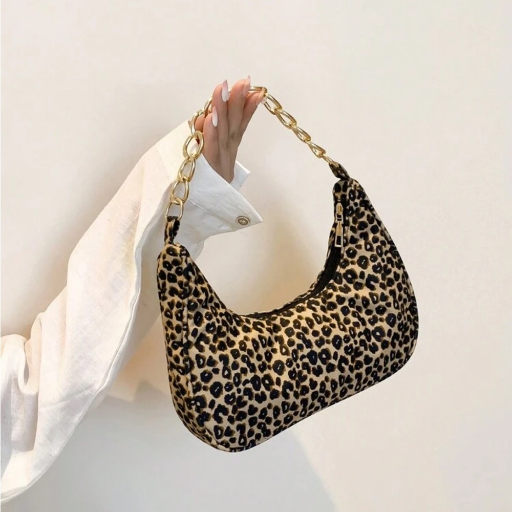 Leopard Print Chain Handle Bag